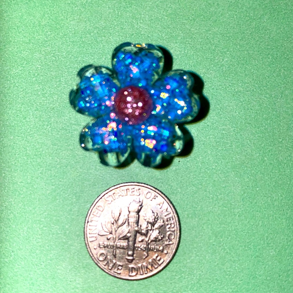 (10 for $15) Blue Sparkly Flower Acrylic Croc Shoe Charms